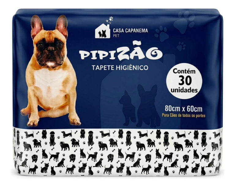 Tapete Higiênico Cachorro Pipizão Premium 80×60 30 Unidades Branco