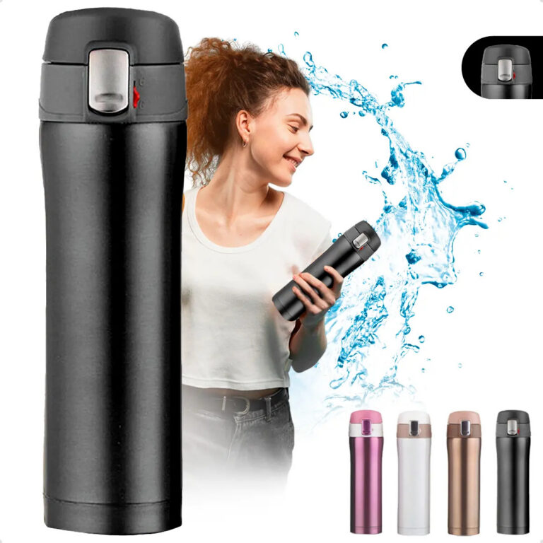 Garrafa Térmica 500ml Bebidas Quentes E Frias Cor Preto Portátil Isolamento De Aço Inoxidável 304 Térmico Antiderrapante