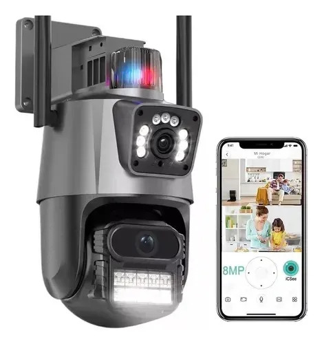 Camera Segurança Externa Lente Dupla 4k 6mp Sirene Policial G.Eye