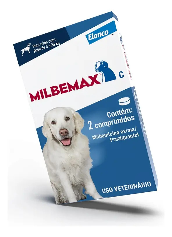 Milbemax Cães 5 a 25kg 2 Comprimidos Elanco Vermífugo