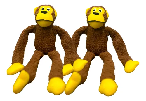 Kit 2 Brinquedo Cachorro Pelúcia Macaco 40 Cm Com Apito