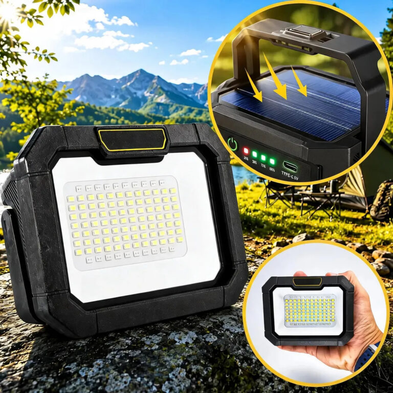 Lampião Solar Led Recarregável Acampamento Lâmpada Barraca Preto Usb