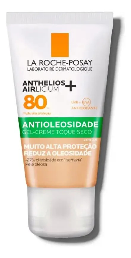 Protetor Solar Facial Antioleosidade com Cor FPS80 Controle da Oleosidade por 12h Reduz Oleosidade e Toque Seco Cor 2.0 Airlicium+ Anthelios La Roche Posay 40g