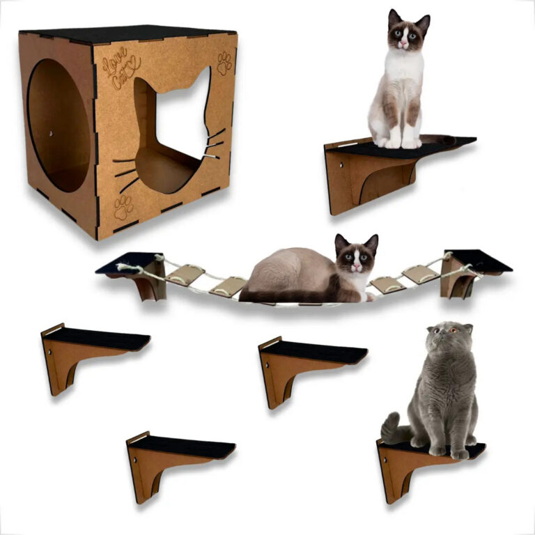 Kit Parquinho Gato MDF 4mm Grupo Paraiso com Prateleiras e Ponte 8 Peças
