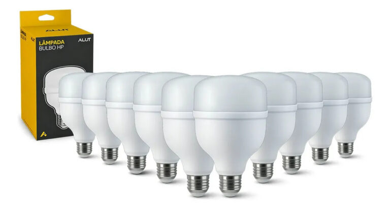 Kit 10 Lâmpadas LED Bulbo 50W Alta Potência Branco Frio 6500K Bivolt E27 – Super Bulbo Econômica 4000 Lúmens Ideal Galpão Fábrica Comércio
