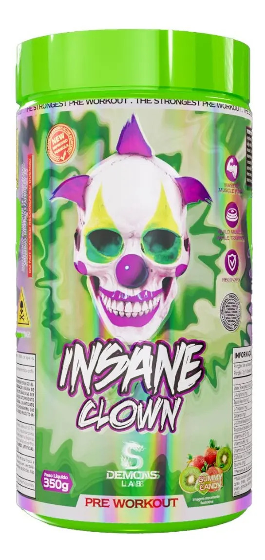 Suplemento Pré Treino Insane Clown 350g Demons Lab Sabor Doces Mastigáveis