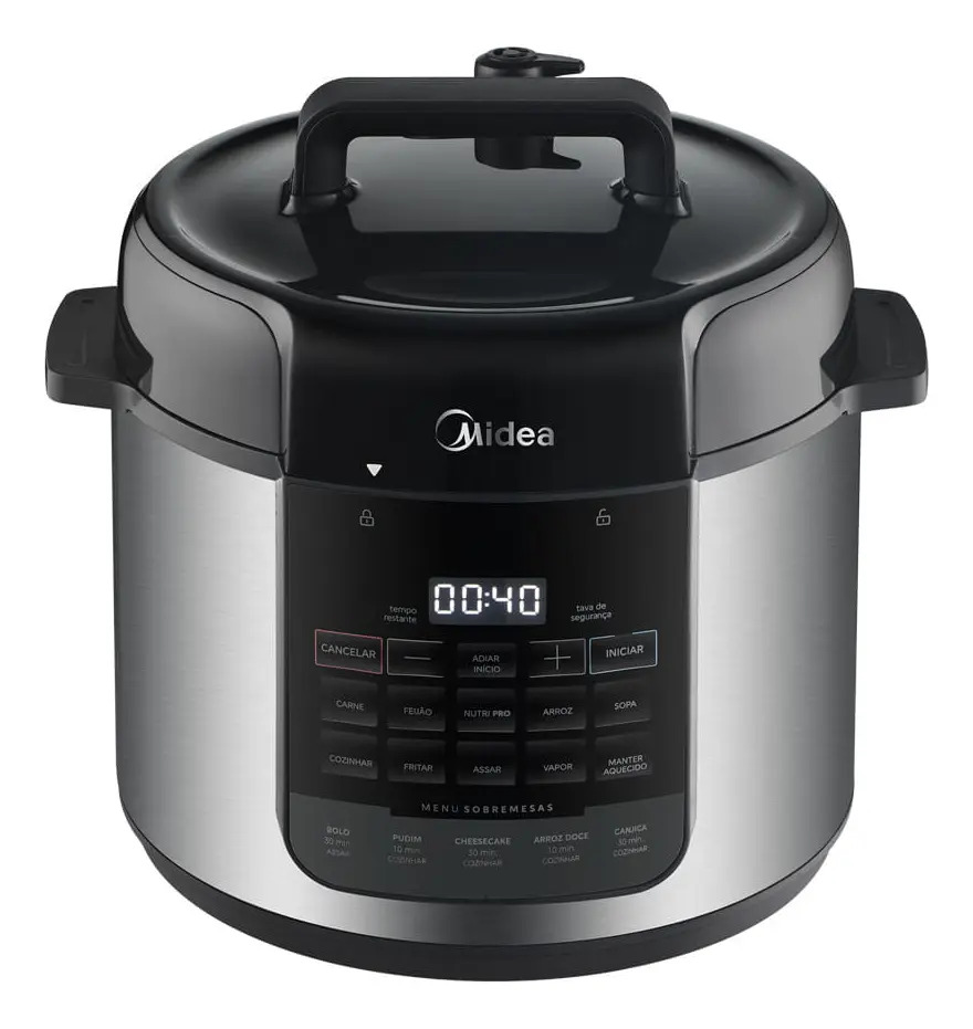 Panela De Pressão Elétrica 5l Nutripro Inox Midea Cor Cinza