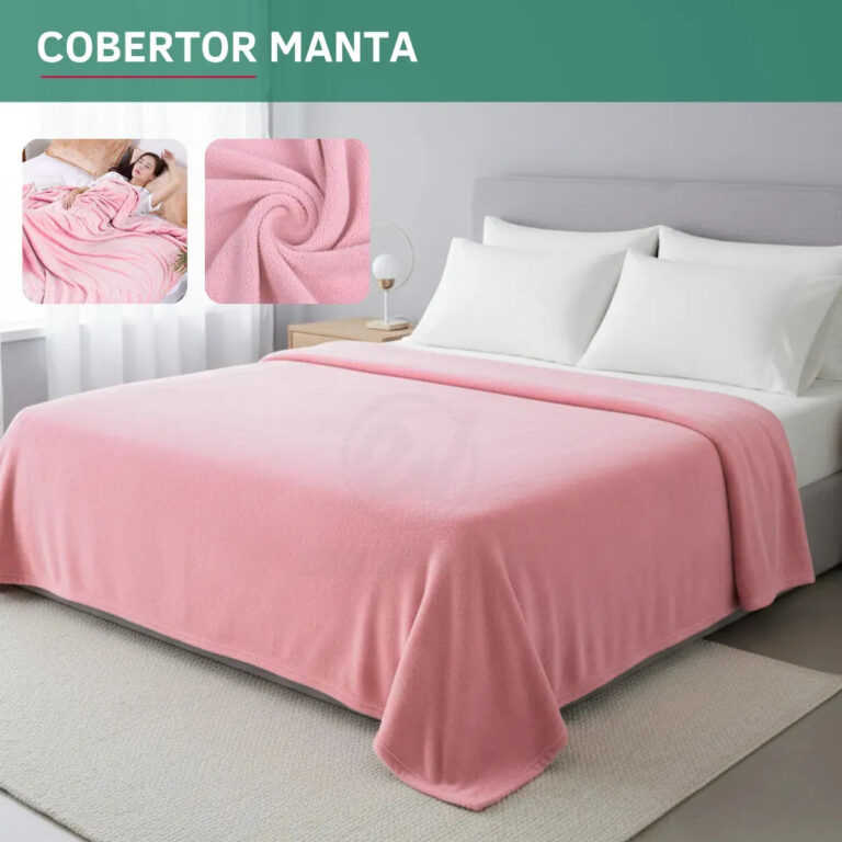 Cobertor Manta Casal Microfibra Flacee Quentinha 2,20 X 1,80 Macia Veludo Liso Cor Rosa Claro Premium