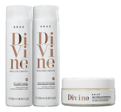 Kit Divine Braé Trio Shampo, Cond 250ml + Máscara 200g