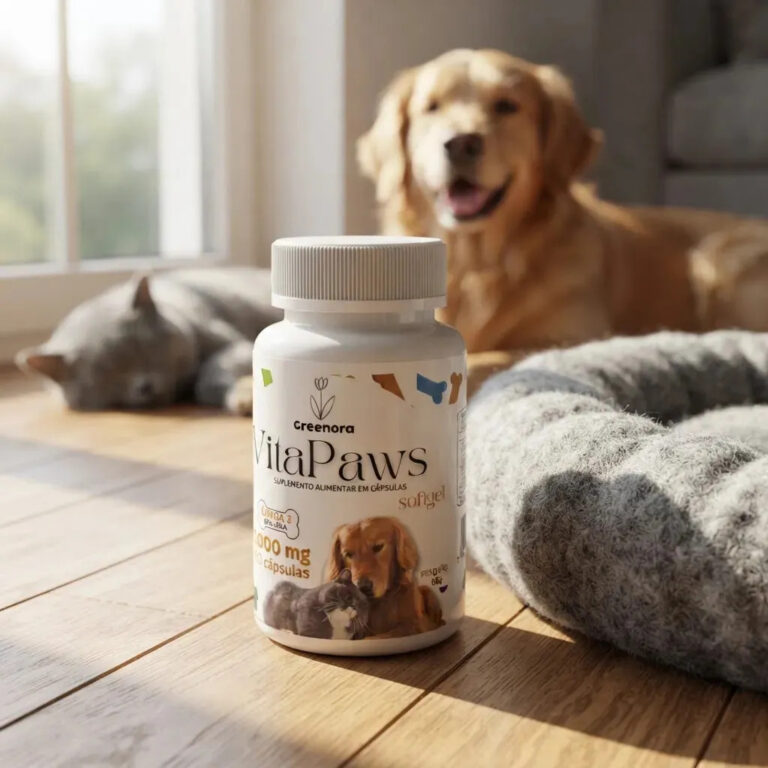 Ômega 3 Greenora para Cães e Gatos 1000mg EPA DHA Sabor Salmão 60 Cápsulas