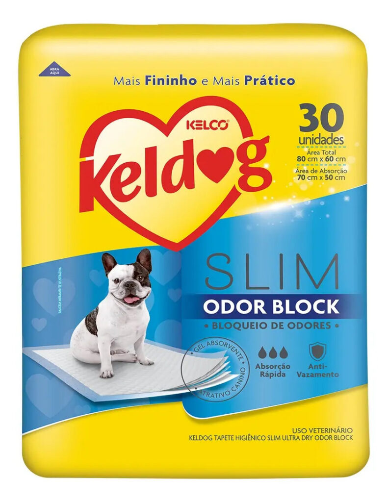 Tapete Higiênico Keldog Odor Block Slim para Cães 80×60 cm com 30 Unidades