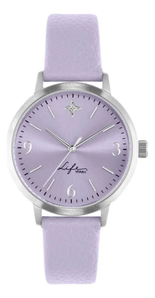 Relógio Life Realizações Feminino Couro Lilas Lilás
