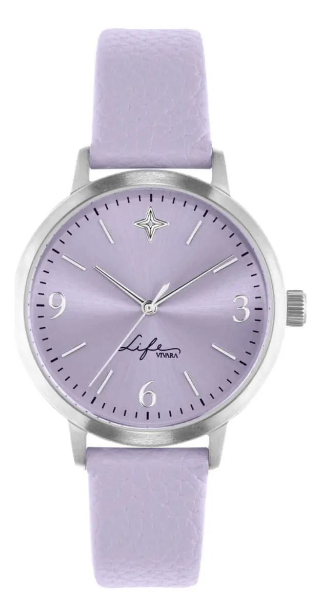 Relógio Life Realizações Feminino Couro Lilas Lilás