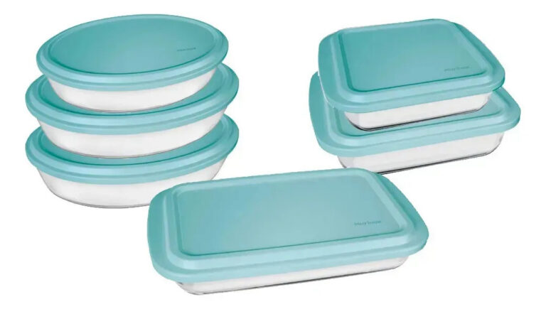 Conjunto Assadeiras 6 Peças De Vidro Com Tampa Verde Marinex