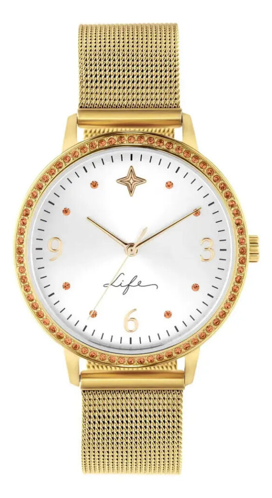 Relógio Life Formatura Feminino Aço Dourado Prateado Dourado