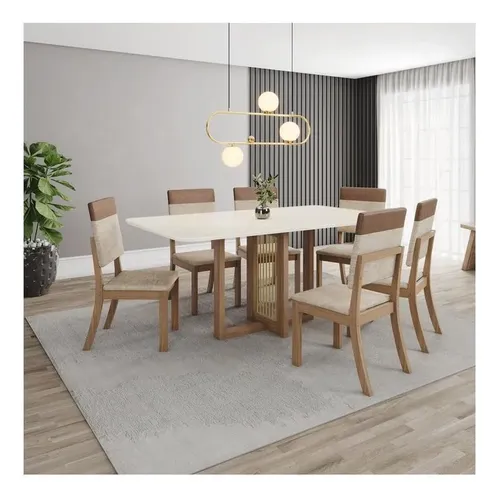Mesa De Jantar 6 Cadeiras Retangular Henn Natalí