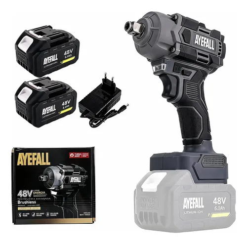 Chave De Impacto Brushless 500nm Com 2 Baterias 48v Ayefall