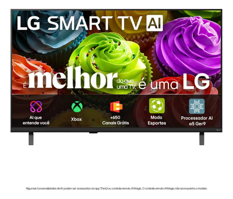 Smart TV HD 32″ LG LB650 AI 2026 Processador α5 Ger9 HDR10 Xbox Bluetooth Wi-Fi AI Search Google Gemini Canais Grátis webOS 26 – 32LB650BPSA