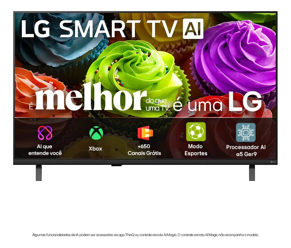 Smart TV HD 32″ LG LB650 AI 2026 Processador α5 Ger9 HDR10 Xbox Bluetooth Wi-Fi AI Search Google Gemini Canais Grátis webOS 26 – 32LB650BPSA