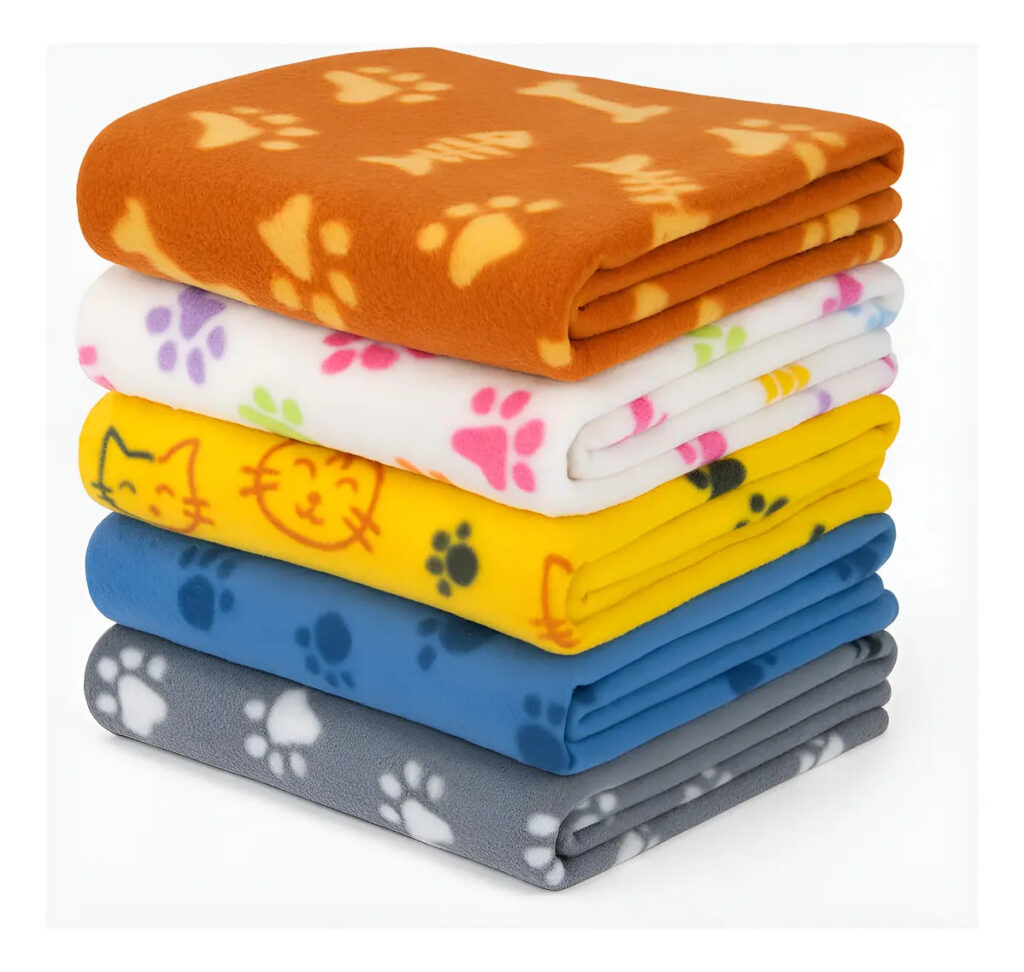 Kit 5 Mantas Soft Pet 75x60cm Colorido Cães Gatos 100% Poliéster