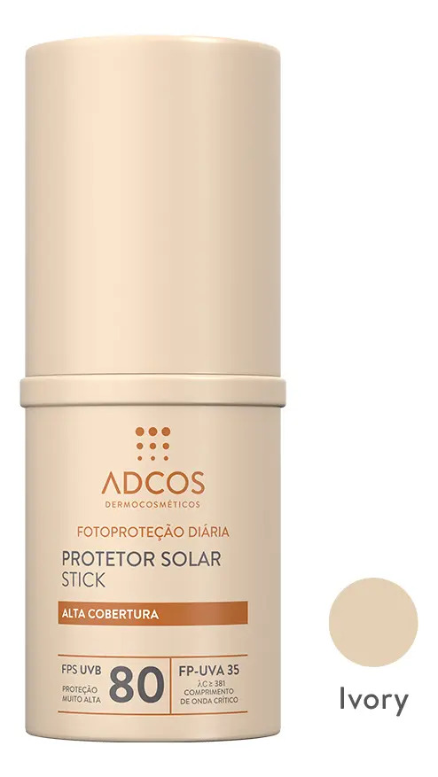 Protetor Solar Adcos Tonalizante Base Stick Ivory Fps80 17g