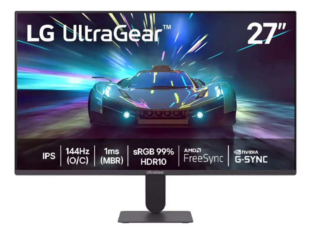 LG UltraGear Monitor Gamer 27″ IPS 144Hz (O/C) 1ms (MBR) Full HD (1920×1080) HDR10 NVIDIA G-SYNC AMD FreeSync, Preto – 27G411A