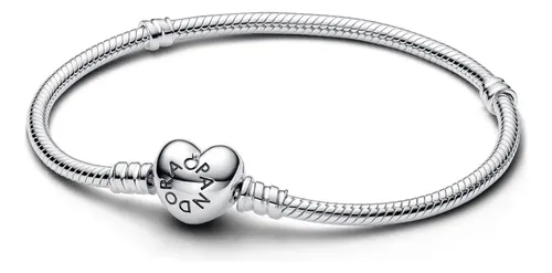 Bracelete Pandora Pulseira De Prata E Fecho Coracao