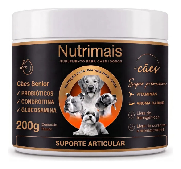 Suplemento Cães Idosos Nutrimais Pele e Pelo Condroitina e Glucosamina Suporte Articular 200g