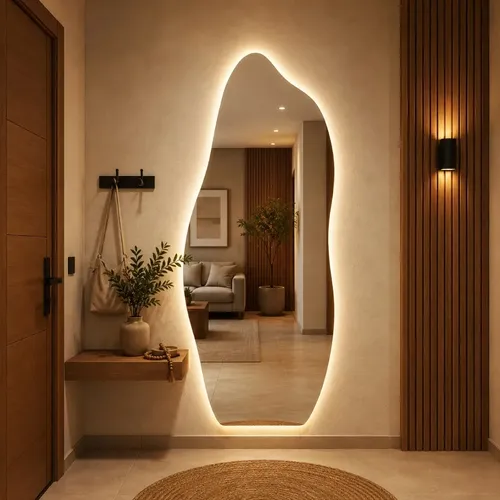 Espelho Orgânico Flame Com Led 150×50 Sala Quarto Banheiro