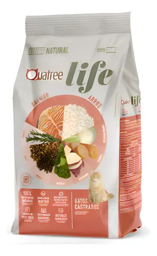 Ração Quatree Life Para Gatos Castrados Salmão E Arroz 10,1