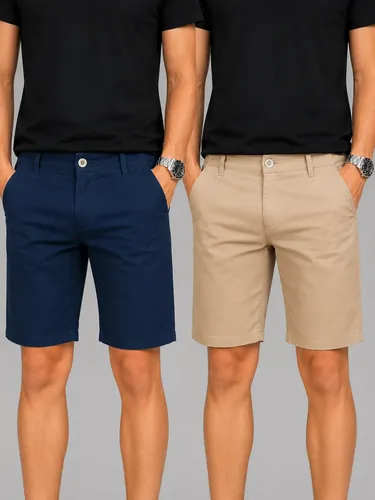 Kit 2 Bermudas Premium Masculinas Chino Sarja Social Algodão