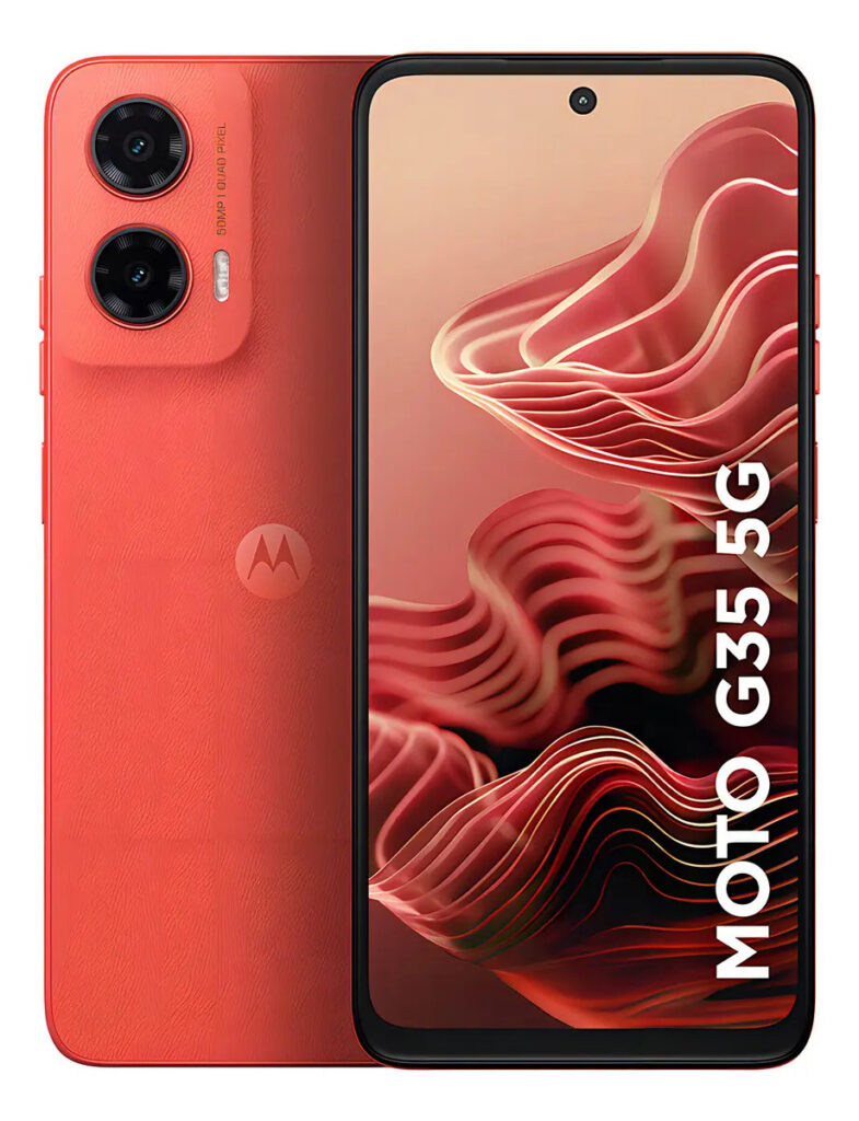 Smartphone Motorola Moto G35 5g – 256gb 4gb Ram+8gb Ram Boost e Camera 50mp Com Ai Nfc Tela 6.7 Com Superbrilho – Coral – Vegan Leather