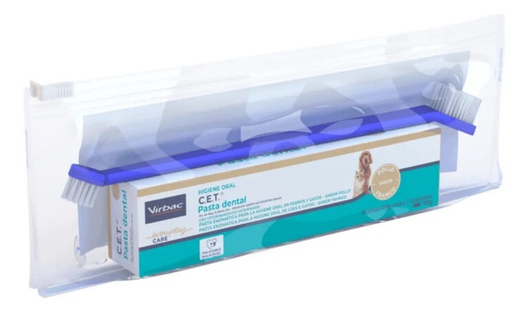 Kit Saúde Oral Virbac Pasta Cet Com Necessaire E Escova sabor frango