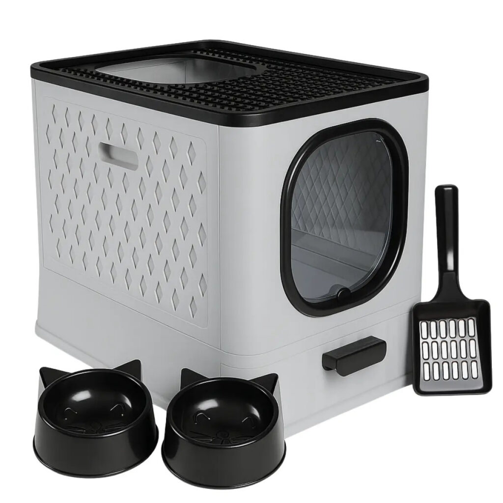 Caixa De Areia Para Gatos Fechada Furba Sandbox Grande Luxo Cor Cinza Hannover Home