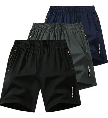 Kit 3 Shorts Esportivos Plus Size Masculino Secagem Rápida