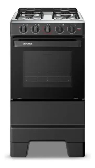 Fogão a Gás Mesa Inox e Forno 50L Limpa Fácil Esmaltec IDEAL POP F4ISP Cor Preto 4 bocas
