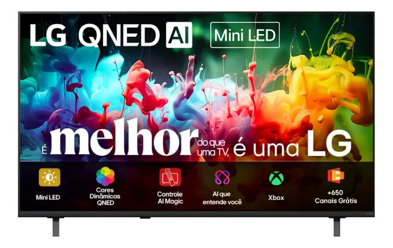 Smart TV 4K 55″ LG QNED Mini LED AI QNED70 2026 Processador α7 Ger9 HDR10 Xbox Bluetooth Wi-Fi AI Search Google Gemini Integrados webOS 26 – 55QNED70BSA