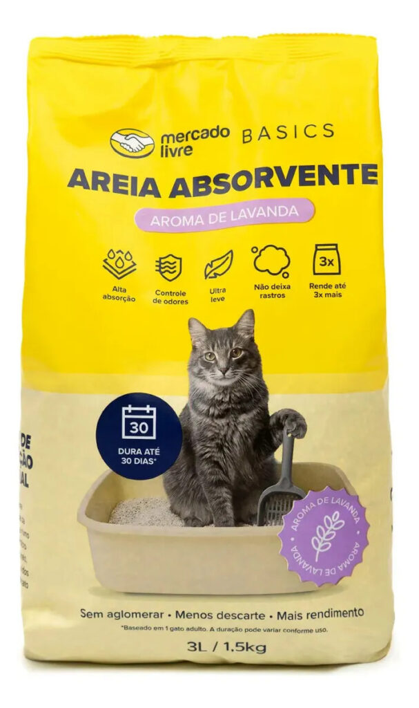 Areia Sanitária Gatos Lavanda 1,5Kg Mercado Livre Basics