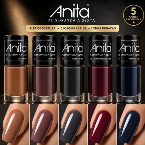 Kit 5 Esmalte Anita Nova Coleção De Segunda A Sexta