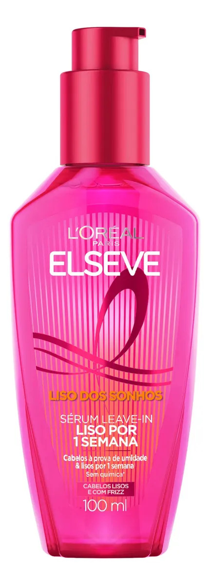 Sérum Leave-in Finalizador Capilar Efeito Liso por 1 Semana com Tecnologia Ativada por Calor Antifrizz e Protetor Térmico Elseve Liso dos Sonhos L’Oréal Paris 100ml