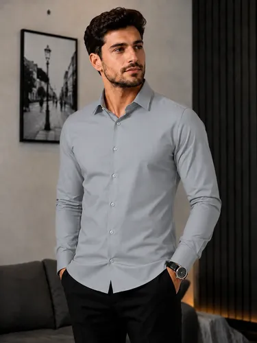 Camisa Social Masculina Slim Fit Premium Manga Longa