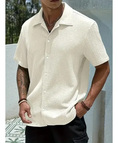 Camisa Casual Masculina Texturizada C/botões Old Money 01