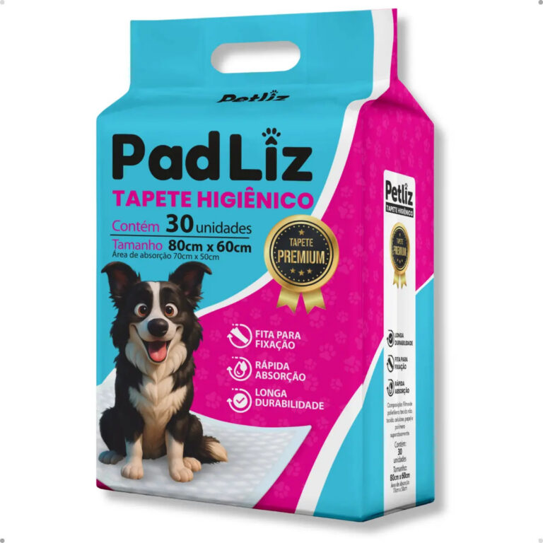 Tapete Higiênico Cachorro Premium Padliz 80x60cm 30 Unidades