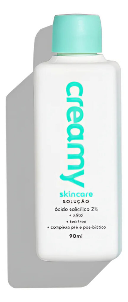 Creamy skincare ácido salicílico 90ml | tônico antioleosidade, rápida absorção, diminui o brilho excessivo, diminui os cravos | peles mistas, oleosas, noturno e diurno