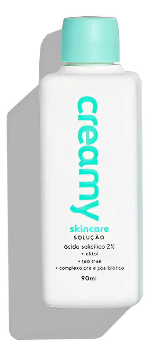 Creamy skincare ácido salicílico 90ml | tônico antioleosidade, rápida absorção, diminui o brilho excessivo, diminui os cravos | peles mistas, oleosas, noturno e diurno