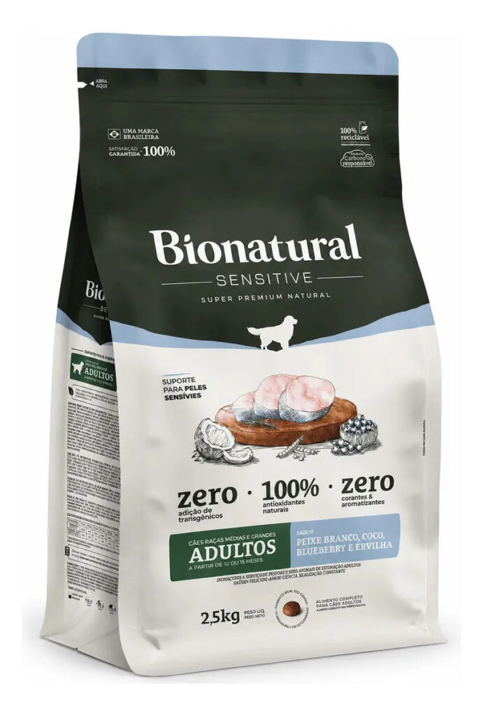 Ração Seca Special Dog Bionatural Sensitive para Cães Adultos de Raças Médias e Grandes Sabor Peixe Branco e Coco 2.5 kg