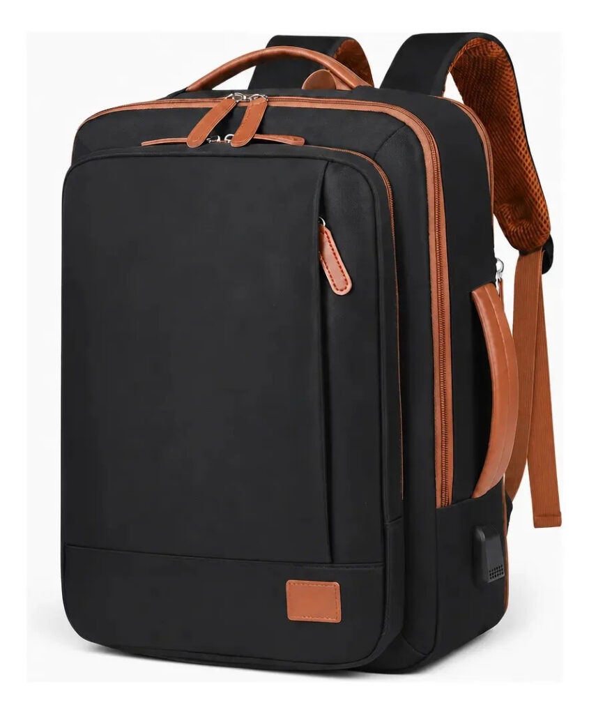 Mochila de Viagem Executiva 40L Notebook 17 Preta Masculina Feminina Impermeável Expansível com Porta USB