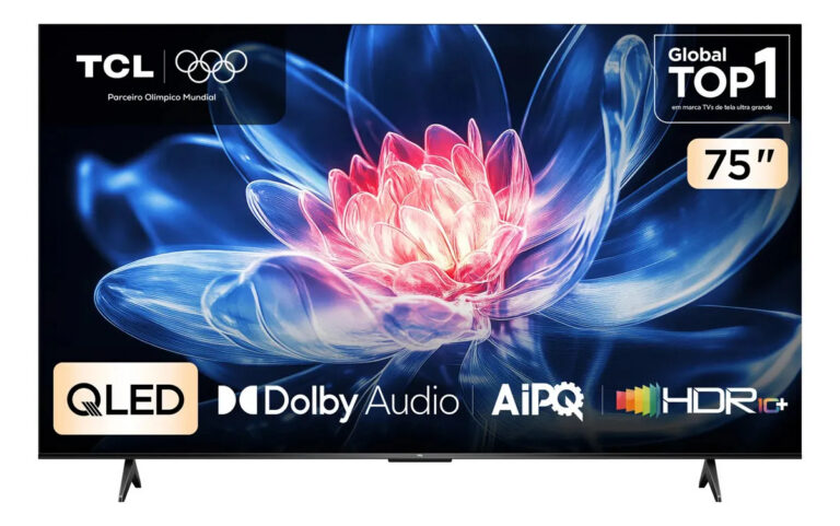 Smart TV TCL 75 Polegadas QLED 4K T6C WiFi Bluetooth Google TV Tela HVA e HDR10+ 75T6C