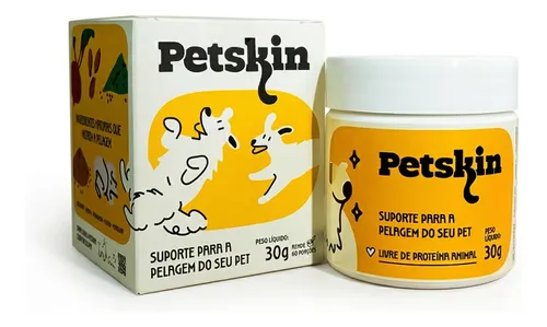 Petskin Suplemento Natural Cães Gatos Dermatite Pele Pelo