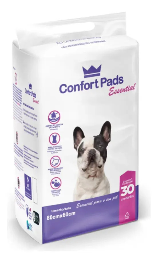 Tapete Higiênico Confort Pads Essential, 30 Unidades de 80×60 cm